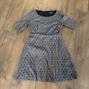 Connected Apparel Gray Patterned Midi Dress Womens Size 12